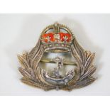 A Naval silver sweetheart brooch with enamelled cr