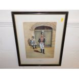 A framed watercolour titled Royal Artillery 1815 s