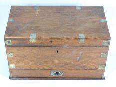 A 19thC. brass bound stationery box