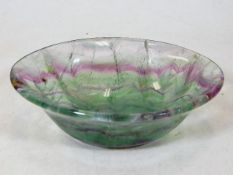 A small carved fluorite crystal bowl