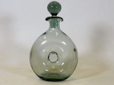 A Holmegaard hand blown smoke glass decanter by Pe