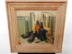 A late 1940’s framed still life oil painting, Roya