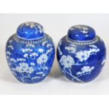 Two c.1900 Chinese porcelain ginger jars with prun