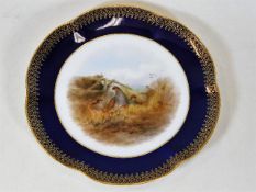 A hand painted Worcester game bird plate signed S.