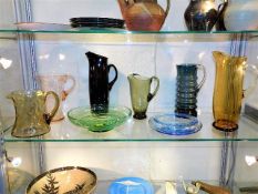 Eight pieces of Whitefriars style glass, mostly ea