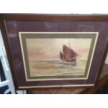 A framed early 20thC. watercolour of sailboat sign