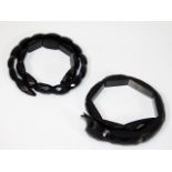 Two Victorian carved Whitby jet snake bangles