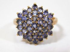 A 9ct gold tanzanite cluster ring 5.5g
