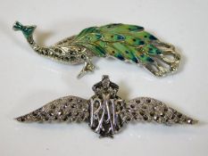 A white metal RAF sweetheart brooch set with marca