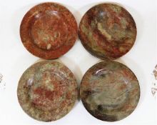 Four c.1900 Chinese soapstone plates with carved l