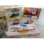 Five boxed Corgi bus related diecast vehicles