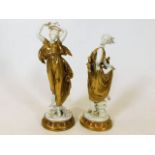 A good pair of Dresden porcelain figures with gilt