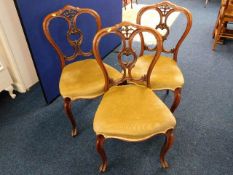 Three 19thC. walnut framed upholstered chairs