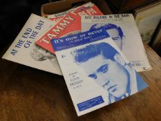 A boxed quantity of sheet music including Elvis