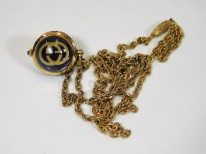 A Gucci fashion pendant watch with blue stone cabochon set winder & chain set