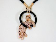 A Cartier style bespoke rose gold panther necklace