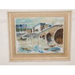 An impressionist oil painting of Pont Marie Paris