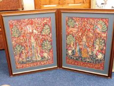 Two detailed framed woollen tapestries