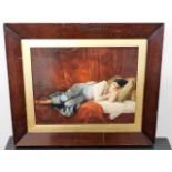 A framed 19thC. French oil on panel of woman in repose signed P. P. Tillier approx. size 10in x 8in