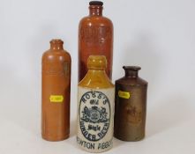 A Ross’s stoneware ginger beer bottle & three othe