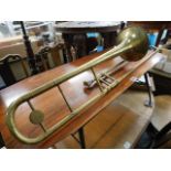 A brass trombone