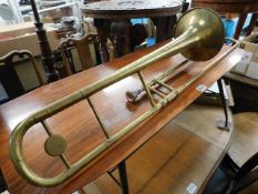 A brass trombone