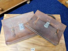 Two vintage leather satchels