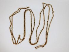A Victorian 9ct gold muff chain 63in in length app