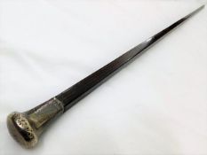 A gents silver topped square cane