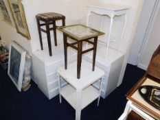 Four pieces of painted wooden furniture & three st