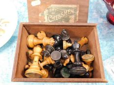 A c.1900 chess set, boxed