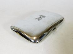A large silver cigar box with initialling to top