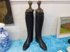 A pair of ladies leather riding boots with trees