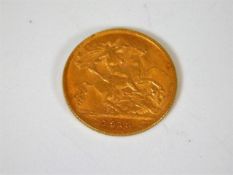 A 1913 half gold sovereign coin