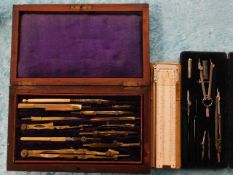 A cased drawing set & two related items