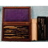 A cased drawing set & two related items