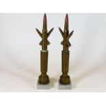 A pair of trench art shell & bullet sculptures