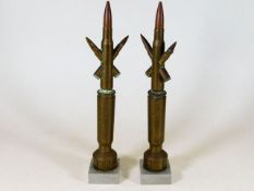 A pair of trench art shell & bullet sculptures