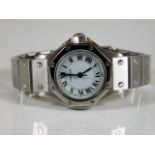 A ladies Cartier Santos stainless steel wristwatch with automatic movement