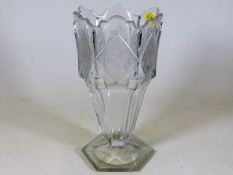 A 19thC. glass vase with intaglio style relief dec