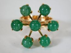 A 1930's Finnish art deco 14ct gold ring set with jade 5.5g