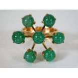 A 1930's Finnish art deco 14ct gold ring set with jade 5.5g
