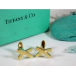 A pair of 18ct gold Tiffany cuff links with box &