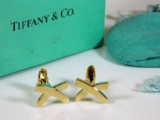 A pair of 18ct gold Tiffany cuff links with box &