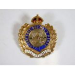 A 9ct gold enamelled Royal Engineers sweetheart ba