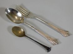 A 19thC. silver christening fork & spoon lacking b