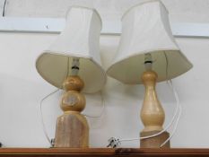 Two turned wood lamps