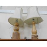 Two turned wood lamps