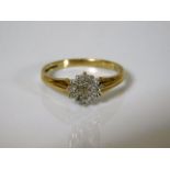 A 9ct gold diamond cluster ring 2.2g