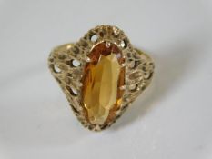 A 9ct gold citrine ring